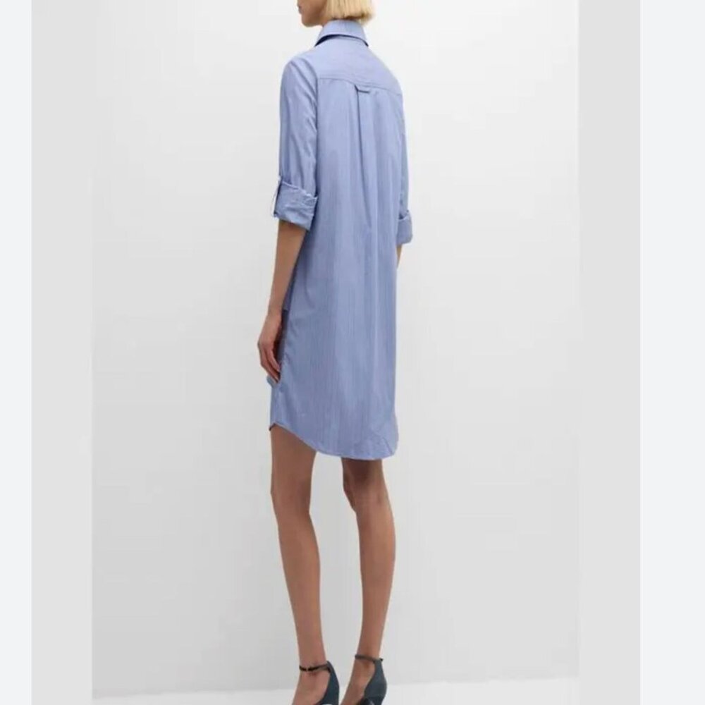 NWT Finley Jenna Striped Ruffled Tiered Shirt Dress Blue White Shirtdress S - Picture 2 of 8
